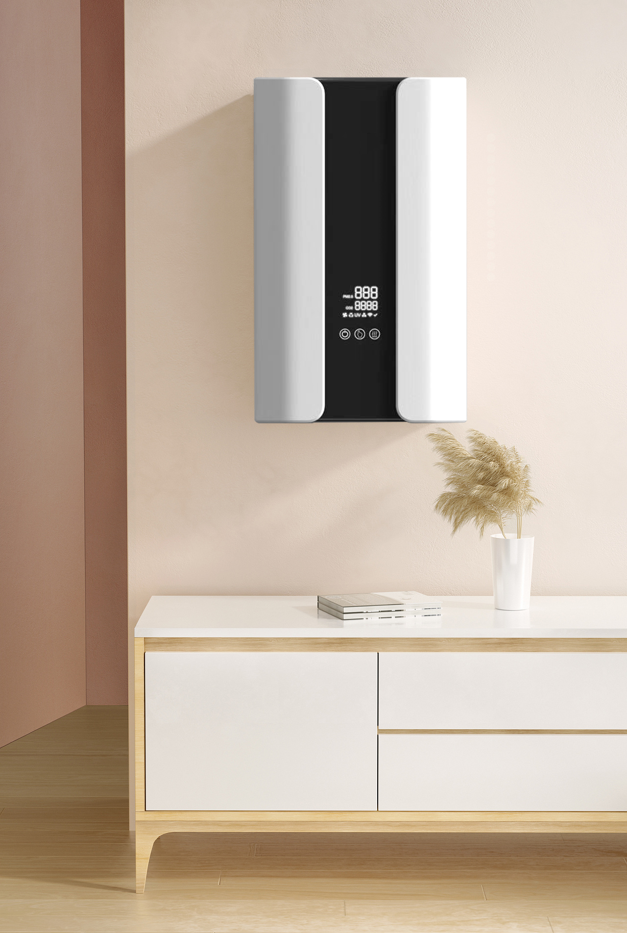 Väggmonterad 500 CADR Air Fresh Ventilation Device Medical Air Purifier YY-B-500